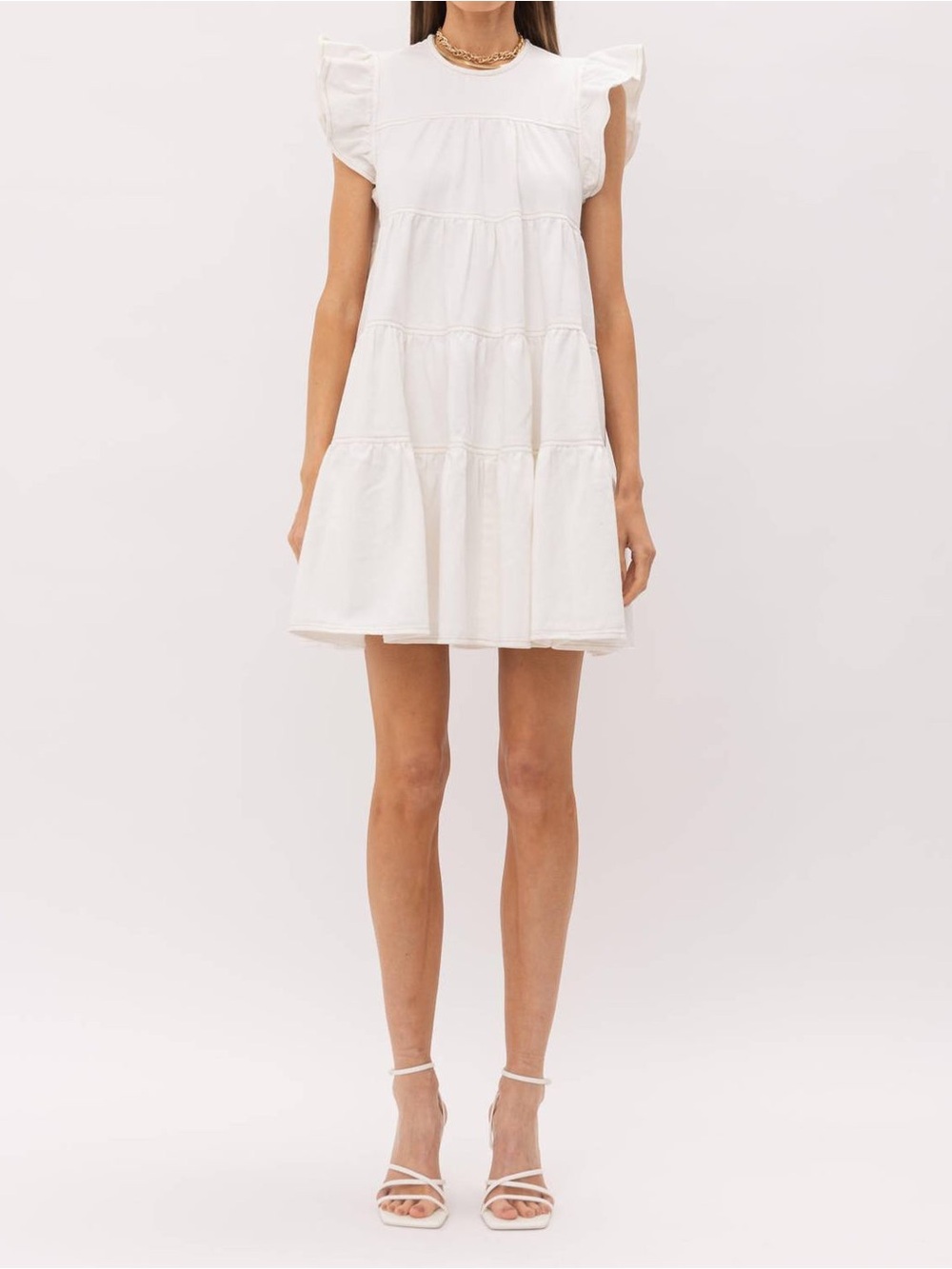 Sophie the Label White Denim Babydoll Dress Large